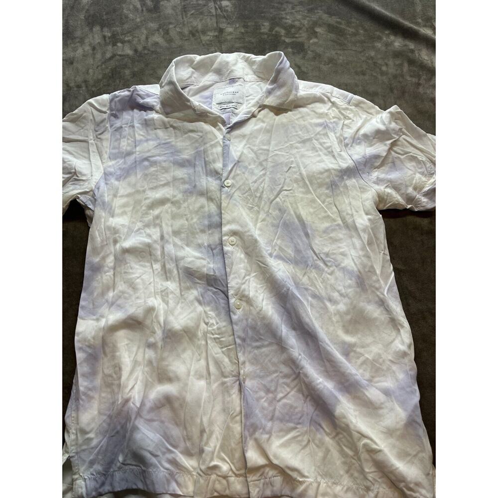 Cactus Man Ricky Singhβ Shirt Mens Medium White purple Button up Short Sleeve